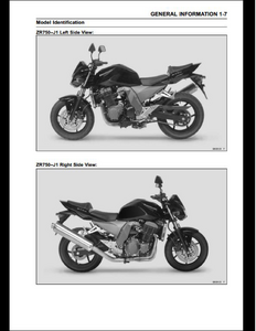 Kawasaki Z750 Motocycle manual pdf