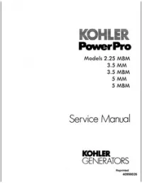 Kohler PowerePro Models 2.25 MBM/3.5MM/3.5 MBM/5MM/5MBM Service Repair Manual preview