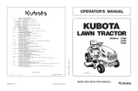 Kubota T1880 T2080 T2380 Lawn Tractor Operator Manual preview
