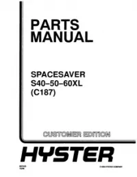 Hyster Spacesaver C187 (S40XL  S50XL  S60XL) Forklift Parts Manual preview