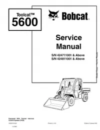 Bobcat Toolcat 5600 Utility Work Machine Service Repair Manual (S/N 424711001 & Above 424811001 & - Above preview