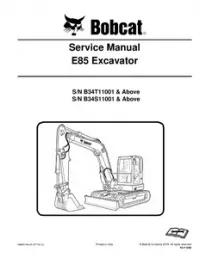 Bobcat E85 Compact Excavator Service Repair Manual (S/N B34T11001 & Above  B34S11001 & - Above preview