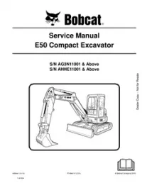 Bobcat E50 Compact Excavator Service Repair Manual (S/N AG3N11001  AG3N13999 and AHHE11001  - AHHE13999 preview