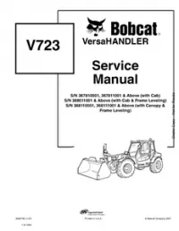 Bobcat V723 VersaHandler Service Repair Manual (S/N 367810501 & Above  367811001 & Above  368011001 & Above  368110501 & Above  368111001 & - Above preview