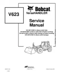 Bobcat V623 VersaHandler Service Repair Manual (S/N 367113001 & Above 367213001 & Above 36741001 & Above  36751001 & - Above preview