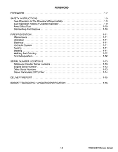 Bobcat TR38160 EVO Telescopic Handler manual pdf