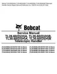 Bobcat TL26.60(D)(H)A  TL26.60(D)(H)B  TL30.60(D)(H)A  TL30.60(D)(H)B Telescopic Handler Service Repair Manual [Publication No. 7282351enUS - 04-20170] preview