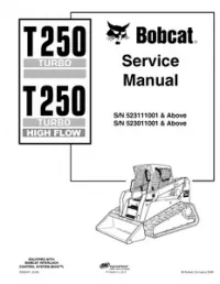 Bobcat T250 Turbo  T250 Turbo High Flow Compact Track Loader Service Repair Manual (S/N 523111001 & Above  523011001 & - Above preview