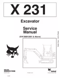 Bobcat X231 Hydraulic Excavator Service Repair Manual (S/N 508912001 & - Above preview