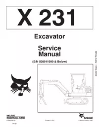 Bobcat X231 Hydraulic Excavator Service Repair Manual (S/N 508911999 & - Below preview