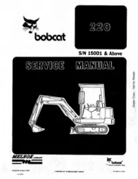 Bobcat 220 Excavator Service Repair Manual (S/N 15001 & - Above preview