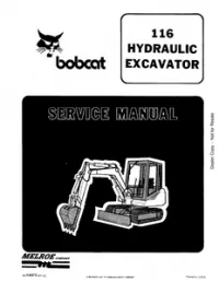 Bobcat 116 Hydraulic Excavator Service Repair Manual preview