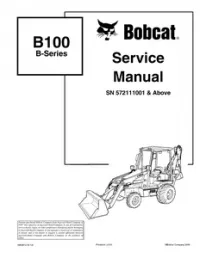Bobcat B100 Backhoe Loader Service Repair Manual (S/N 572111001 & - Above preview