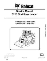 Bobcat S220 Skid  Steer Loader Service Repair Manual (S/N A5GK11001  A5GK19999  A5GL11001  - A5GL19999 preview