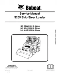 Bobcat S205 Skid  Steer Loader Service Repair Manual (S/N A3LJ11001 -  A3LK11001 -  ANLP11001 & Above -  preview