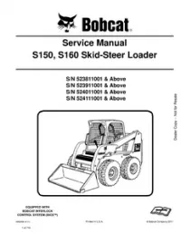 Bobcat S150  S160 Skid Steer Loader Service Repair Manual (S/N 523811001 -  523911001 -  524011001 -  524111001 - -up preview
