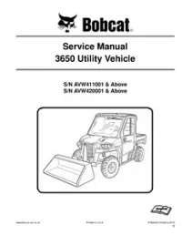 Bobcat 3650 Utility Vehicle Service Repair Manual [Publication No. 6990367enUS - 11-2016B] preview