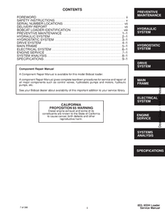Bobcat 853H Skid Steer Loader manual pdf