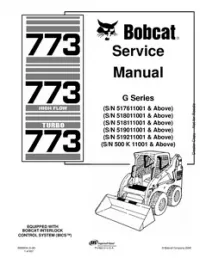Bobcat 773  773 High Flow  773 Turbo Skid Steer Loader (G Series) Service Repair Manual preview