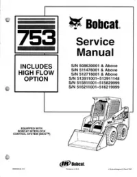 Bobcat 753 Skid Steer Loader (INCLUDES HIGH FLOW OPTION) Service Repair Manual preview