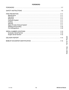 Bobcat 430 Compact Excavator manual pdf