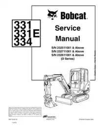 Bobcat 331  331E  334 Hydraulic Excavator (D Series) Service Repair Manual preview