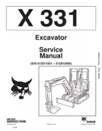Bobcat X331 Hydraulic Excavator Service Repair Manual (S/N 512911001- - 512912999 preview