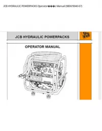 JCB HYDRAULIC POWERPACKS Operators Manual - 9800/9040-07 preview