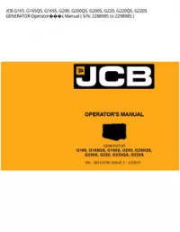 JCB G165  G165QS  G165S  G200  G200QS  G200S  G220  G220QS  G220S GENERATOR Operators Manual ( S/N: 2288985 to 2298985 -  preview