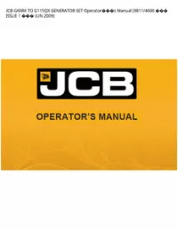 JCB G60RX TO G115QX GENERATOR SET Operators Manual (9811/4600  ISSUE 1  JUN - 2009 preview