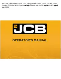 JCB G50R  G80R  G55X  G55QX  G66X  G66QX  G88X  G88QX  G110X  G110QX  G120X  G120QX GENERATOR SET Operators Manual (9811/1870  ISSUE 2  MAY - 2008 preview