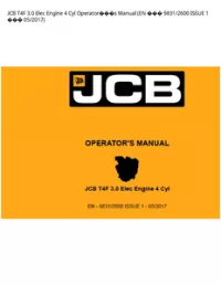 JCB T4F 3.0 Elec Engine 4 Cyl Operators Manual (EN  9831/2600 ISSUE 1  - 05/2017 preview