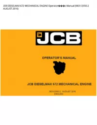 JCB DIESELMAX 672 MECHANICAL ENGINE Operators Manual (9831/2550-2 AUGUST - 2016 preview