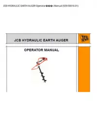 JCB HYDRAULIC EARTH AUGER Operators Manual - 929/30016-01 preview