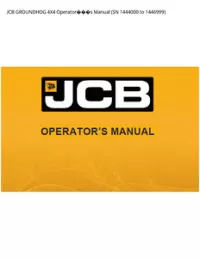 JCB GROUNDHOG 4X4 Operators Manual (SN 1444000 to - 1446999 preview