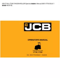 JCB CT160  CT260 TANDEM ROLLER Operators Manual (9831/7750 ISSUE 1  - 06/2018 preview