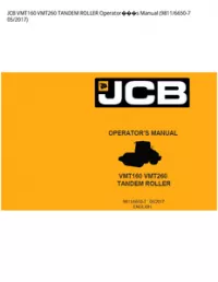 JCB VMT160 VMT260 TANDEM ROLLER Operators Manual (9811/6650-7 - 05/2017 preview