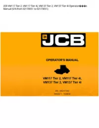JCB VM117 Tier 2  VM117 Tier 4i  VM137 Tier 2  VM137 Tier 4i Operators Manual (S/N from 02170051 to - 02173051 preview
