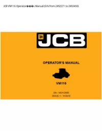 JCB VM116 Operators Manual (S/N from 2492271 to - 2492450 preview