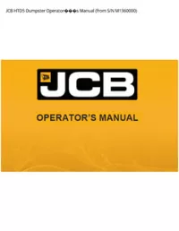 JCB HTD5 Dumpster Operators Manual (from S/N - M1360000 preview