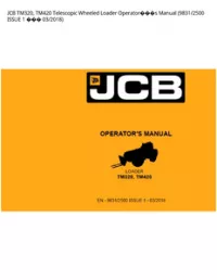 JCB TM320  TM420 Telescopic Wheeled Loader Operators Manual (9831/2500 ISSUE 1  - 03/2018 preview