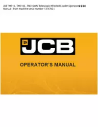 JCB TM310   TM310S   TM310WM Telescopic Wheeled Loader Operators Manual ( from machine serial number 1314700 -  preview