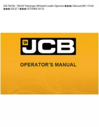 JCB TM180   TM220 Telescopic Wheeled Loader Operators Manual (9811-9100  ISSUE 7  OCTOBER - 2013 preview