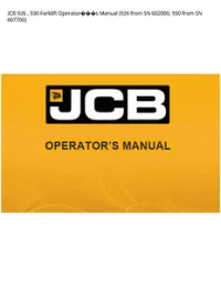 JCB 926   930 Forklift Operators Manual (926 from SN 602000  930 from SN - 607700 preview