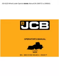 JCB 422ZX Wheel Loader Operators Manual (SN 2089772 to - 2090665 preview