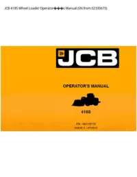 JCB 418S Wheel Loader Operators Manual (SN from - 02335673 preview