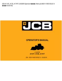 JCB 411HT  413S  417HT LOADER Operators Manual (9831/1850 ISSUE 4  - 03/2018 preview