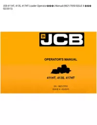 JCB 411HT  413S  417HT Loader Operators Manual (9821/7050 ISSUE 4  - 02/2015 preview