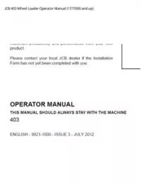 JCB 403 Wheel Loader Operator Manual (1777000 and - up preview