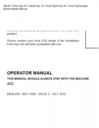 JCB 6T-1 Front Tip  6T-1 Swivel Tip  7T-1 Front Tip Hi-Viz  9T-1 Front Tip Dumper Service Repair Manual preview